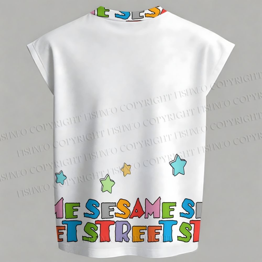 Men's Sesame Street Sleeveless Tank Top & Elasticated Trousers pants Two-Piece Streetwear Set