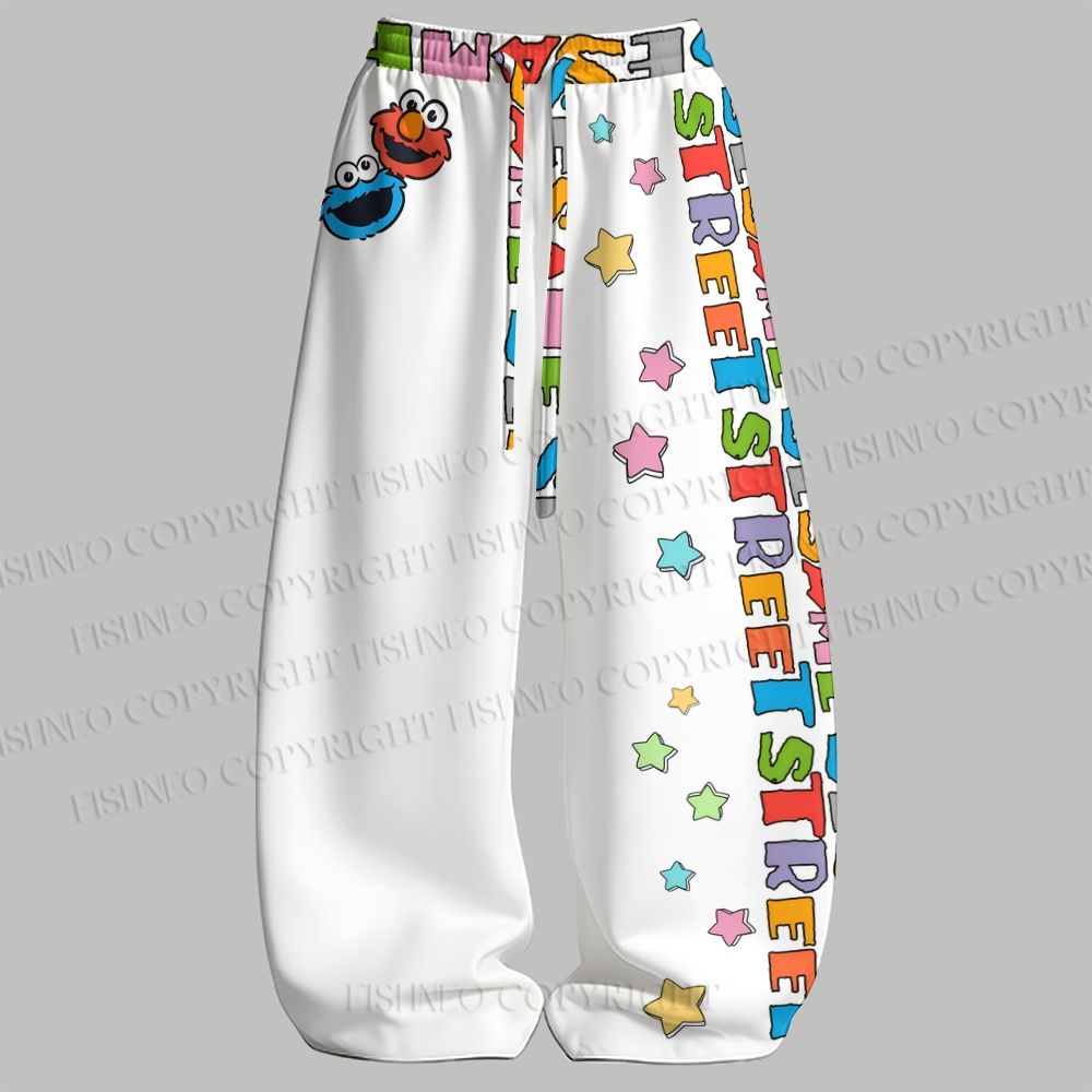 Men's Sesame Street Sleeveless Tank Top & Elasticated Trousers pants Two-Piece Streetwear Set