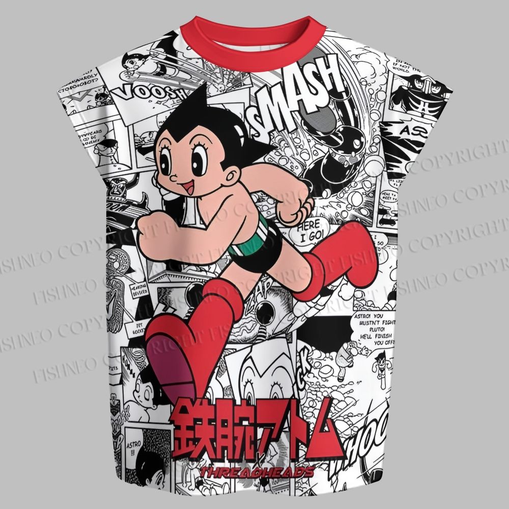 Men's Astro Boy Manga Sleeveless Tank Top & Elasticated Trousers pants Two-Piece Streetwear Set