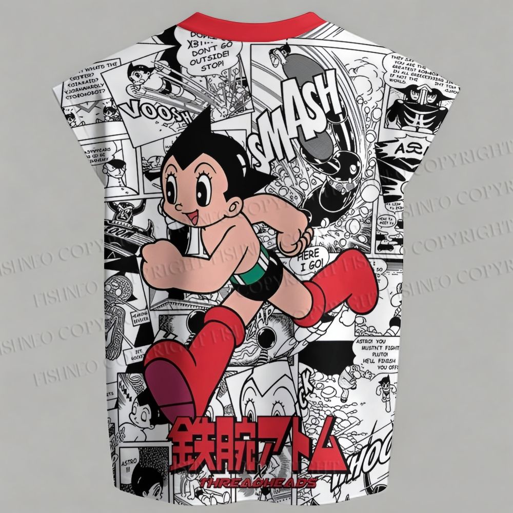 Men's Astro Boy Manga Sleeveless Tank Top & Elasticated Trousers pants Two-Piece Streetwear Set