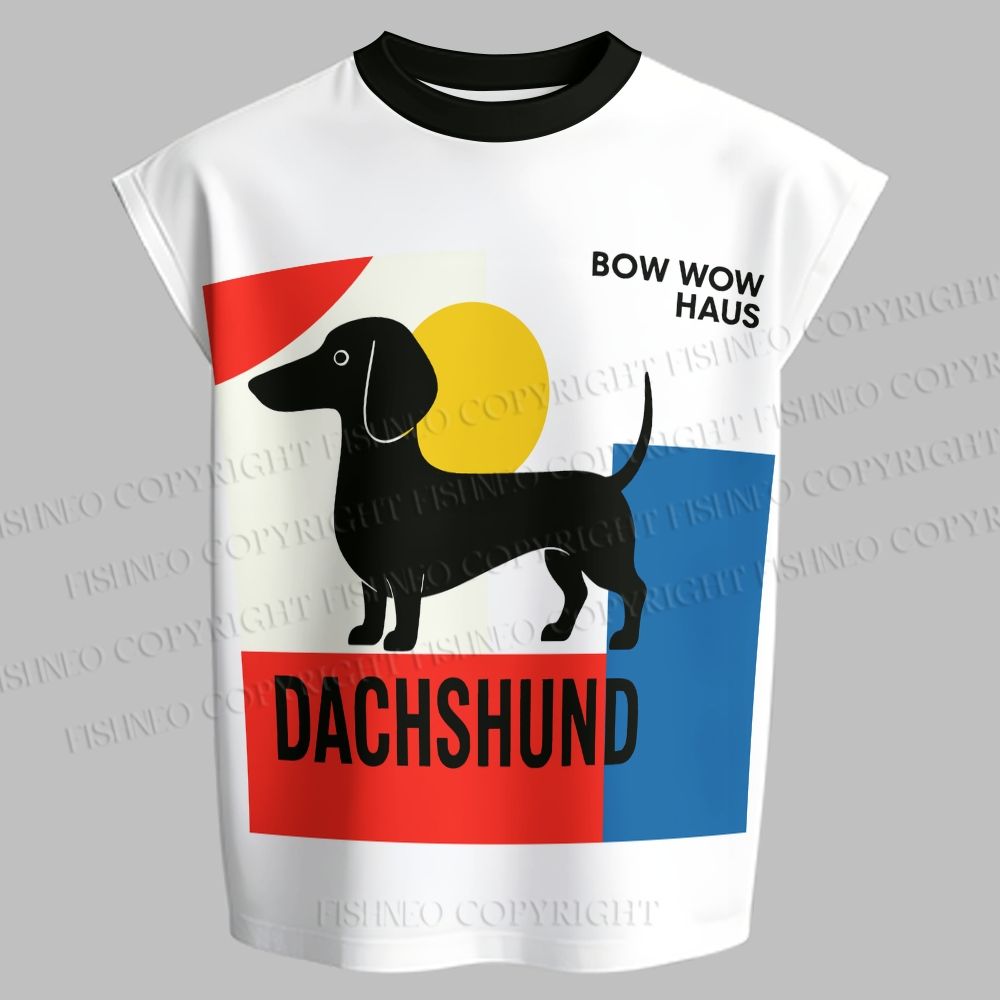 Men's Bauhaus Dachshund Sleeveless Tank Top & Elasticated Trousers pants Two-Piece Streetwear Set