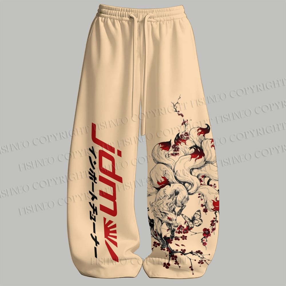 Men's Kitsune Runner Sleeveless Tank Top & Elasticated Trousers pants Two-Piece Streetwear Set