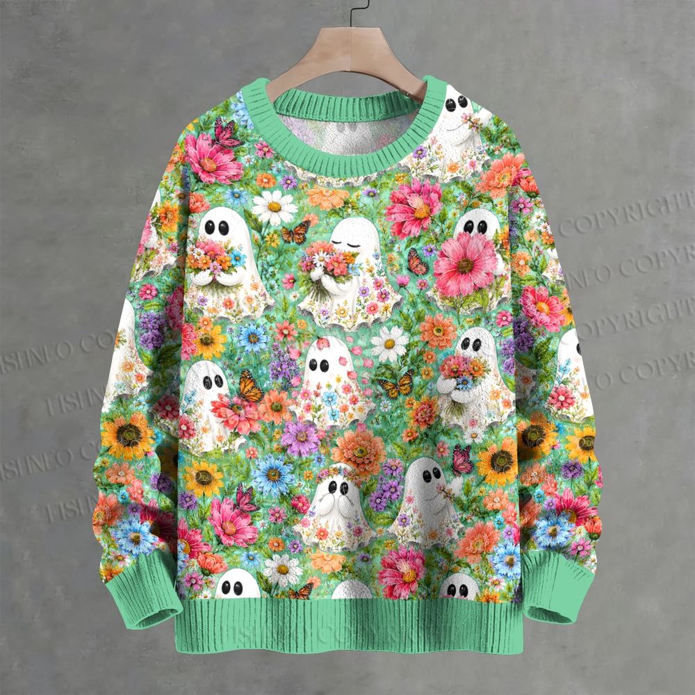 Ghost Floral Printed Crew Neck Sweater