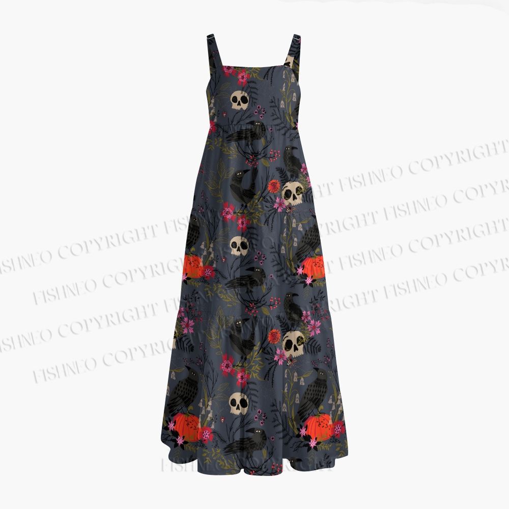 Halloween Skull Printed Maxi Dresses