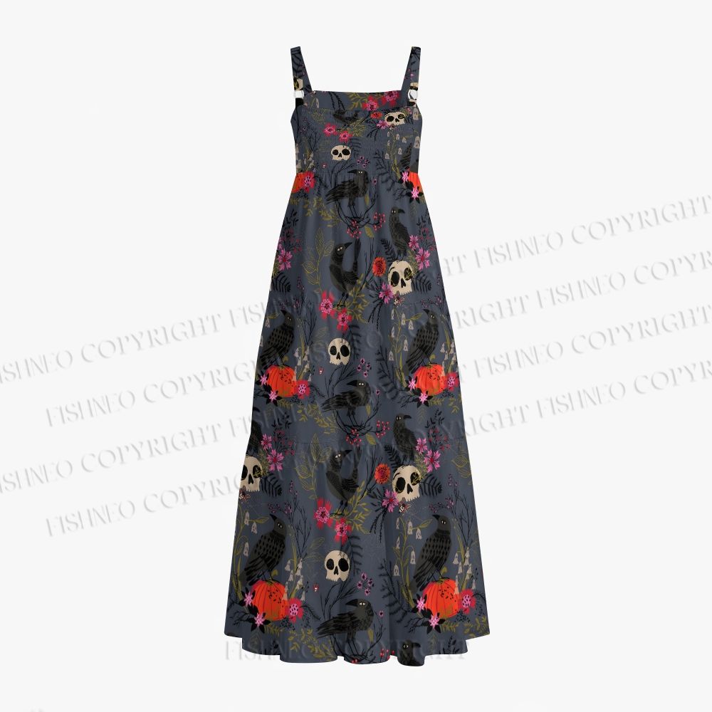 Halloween Skull Printed Maxi Dresses