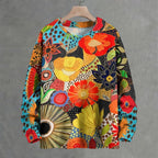 Yayoi Kusama Multicolor Flowers Crew Neck Sweater