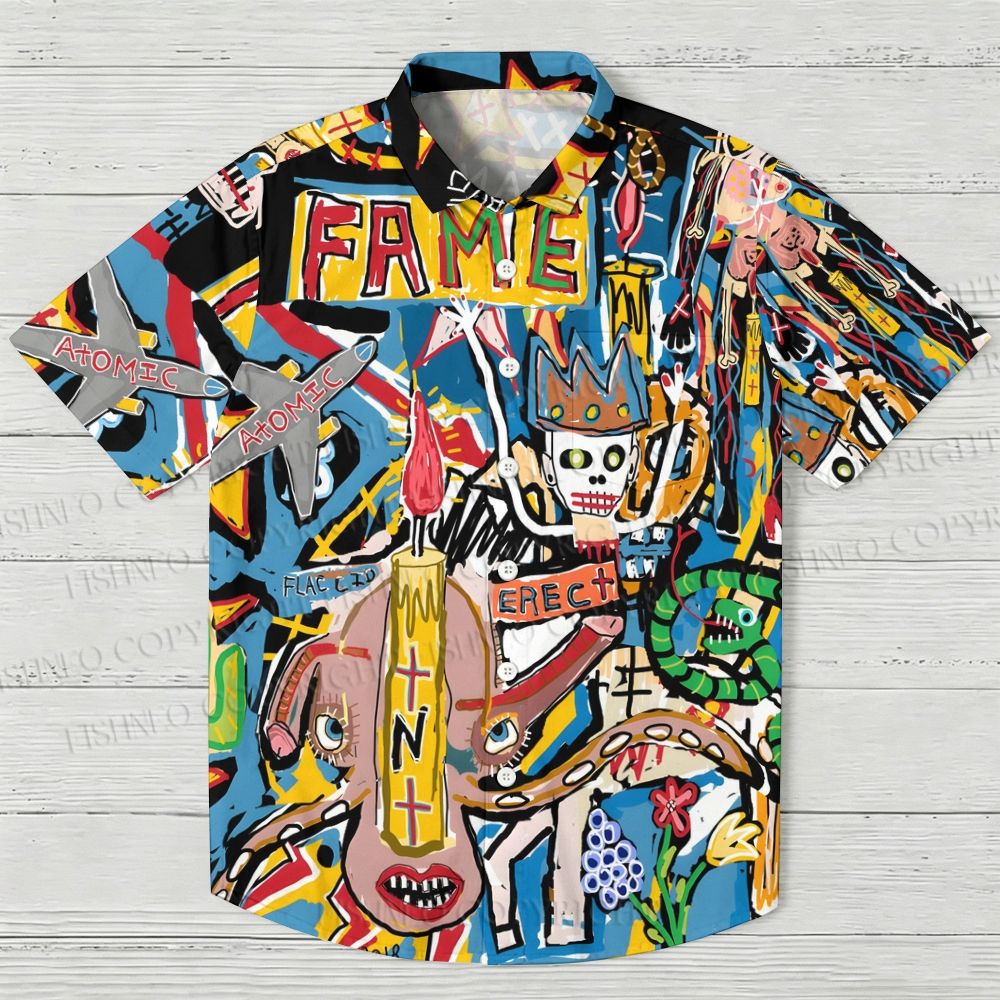 Jean-Michel Basquiat Style Doodle Hawaiian Shirt