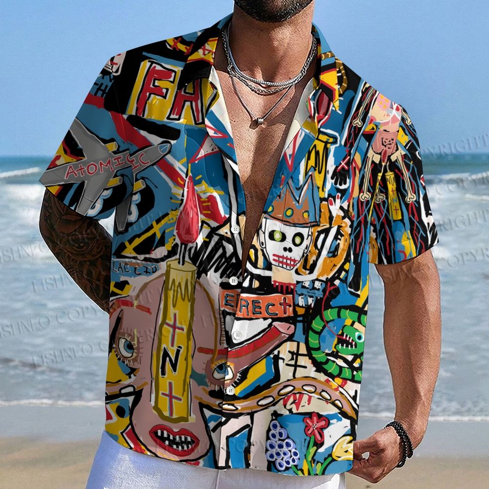 Jean-Michel Basquiat Style Doodle Hawaiian Shirt