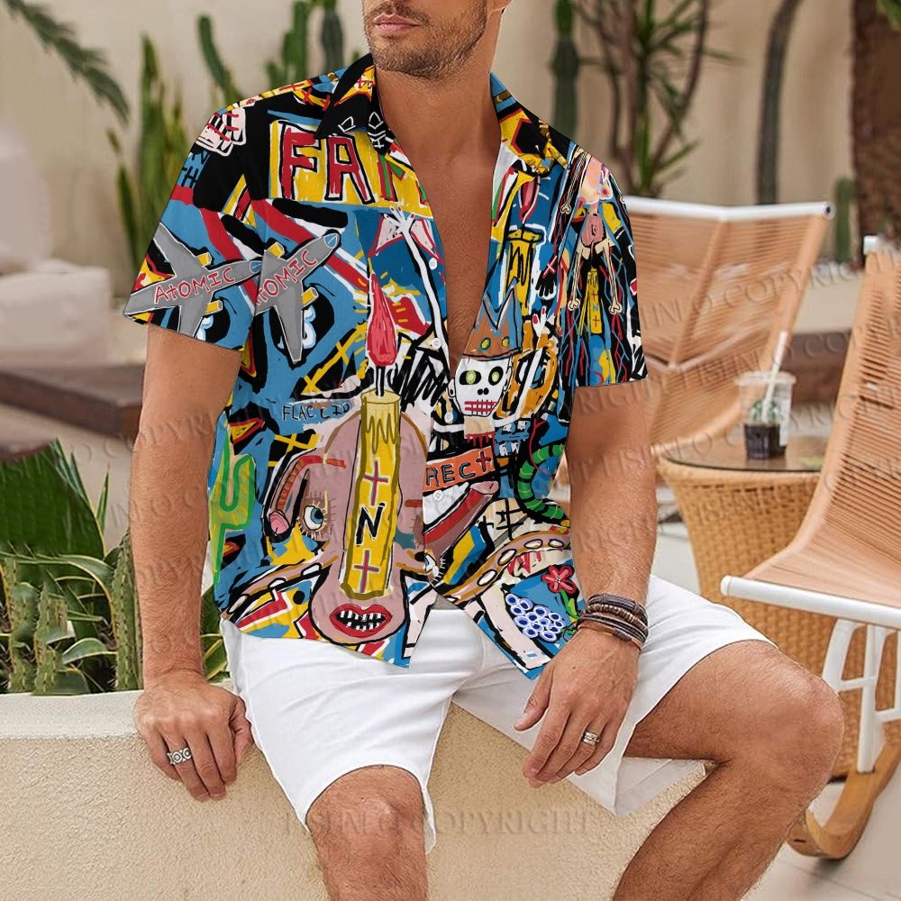 Jean-Michel Basquiat Style Doodle Hawaiian Shirt