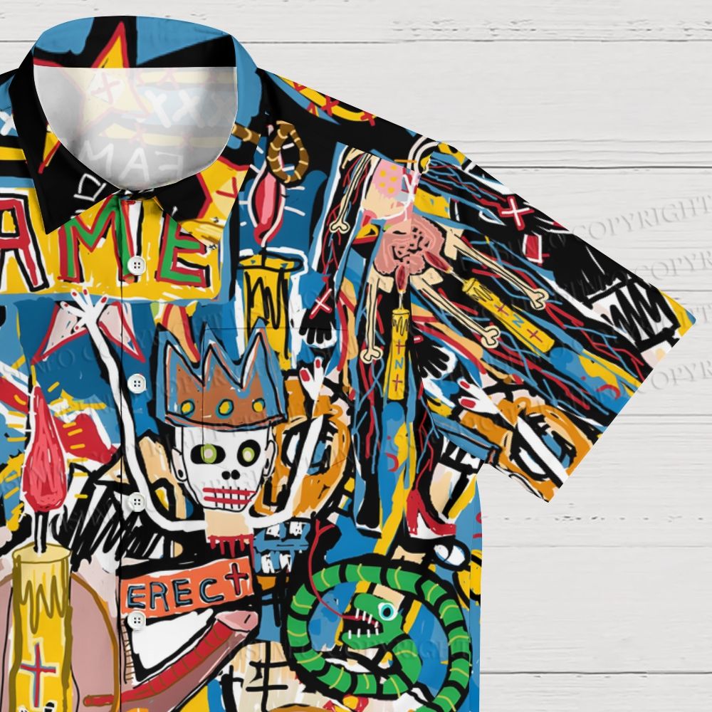 Jean-Michel Basquiat Style Doodle Hawaiian Shirt