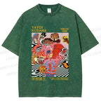 Unisex Yayoi Kusama Elephant Printed Washed Tee