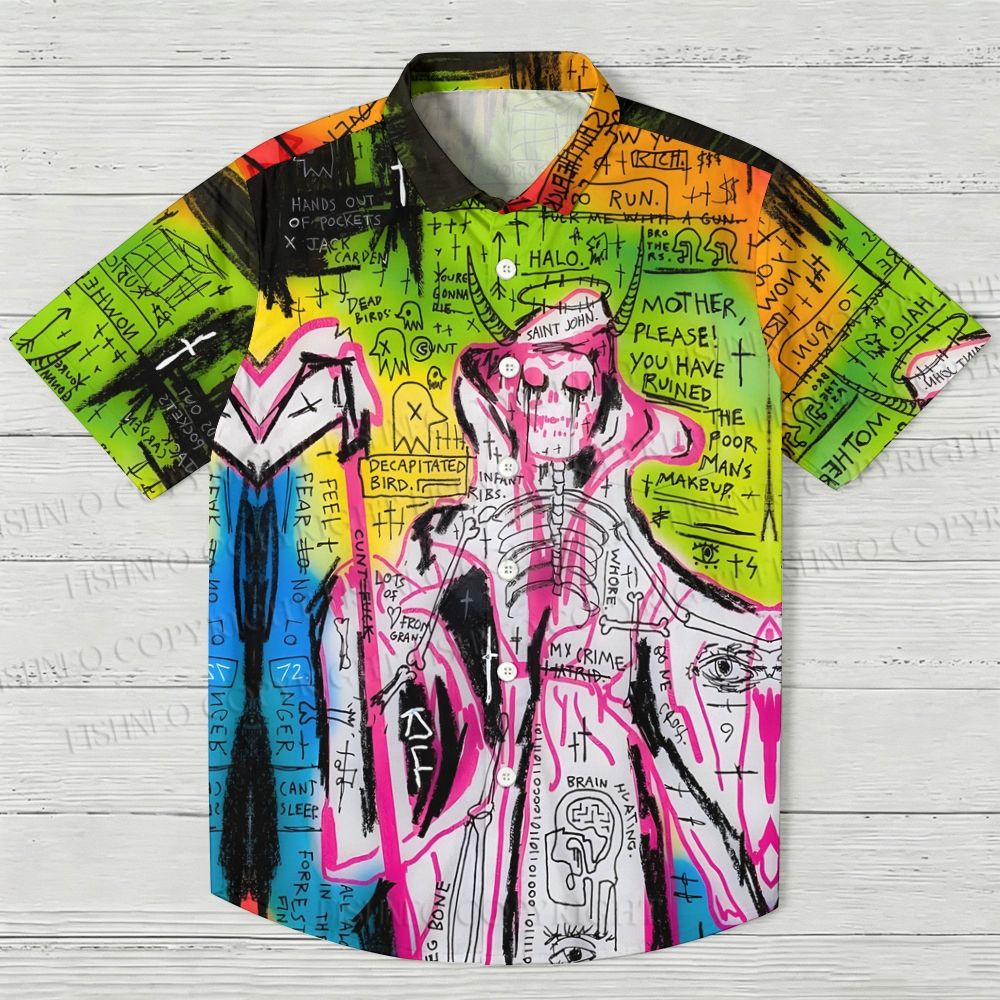 Jean-Michel Basquiat Style Doodle Hawaiian Shirt