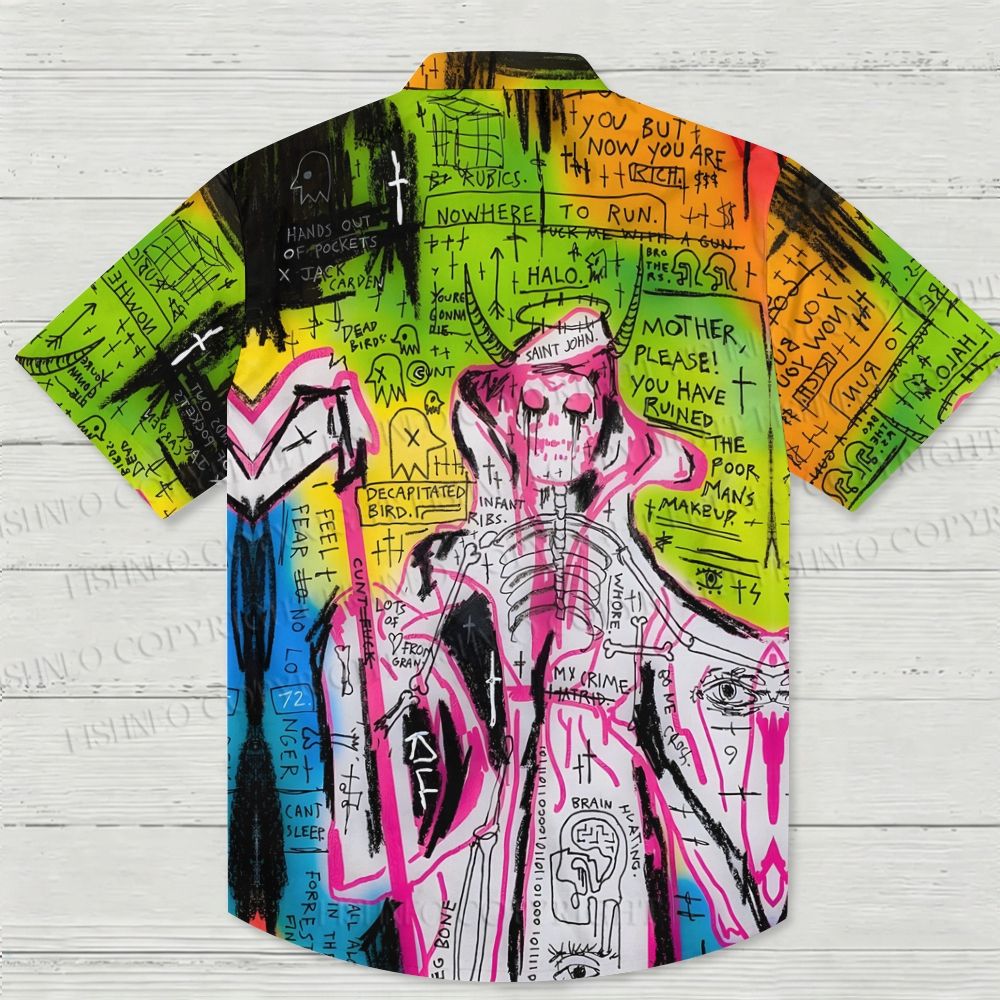 Jean-Michel Basquiat Style Doodle Hawaiian Shirt