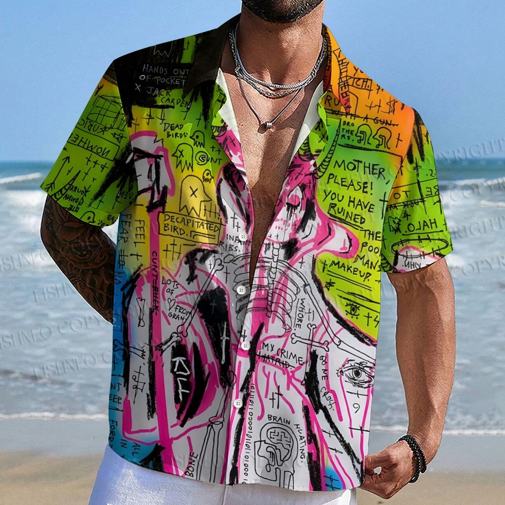 Jean-Michel Basquiat Style Doodle Hawaiian Shirt