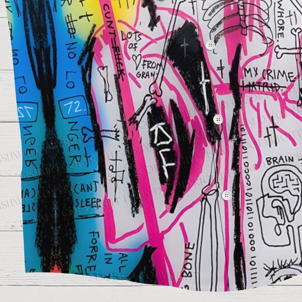 Jean-Michel Basquiat Style Doodle Hawaiian Shirt