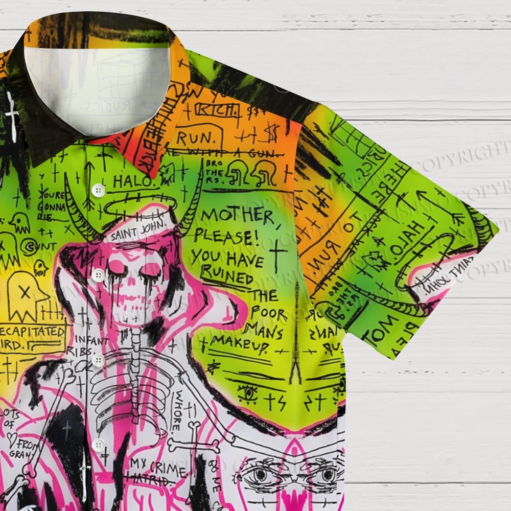 Jean-Michel Basquiat Style Doodle Hawaiian Shirt