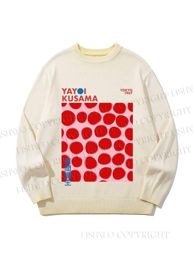 Unisex Yayoi Kusama Red Dots Gradient Casual sweater