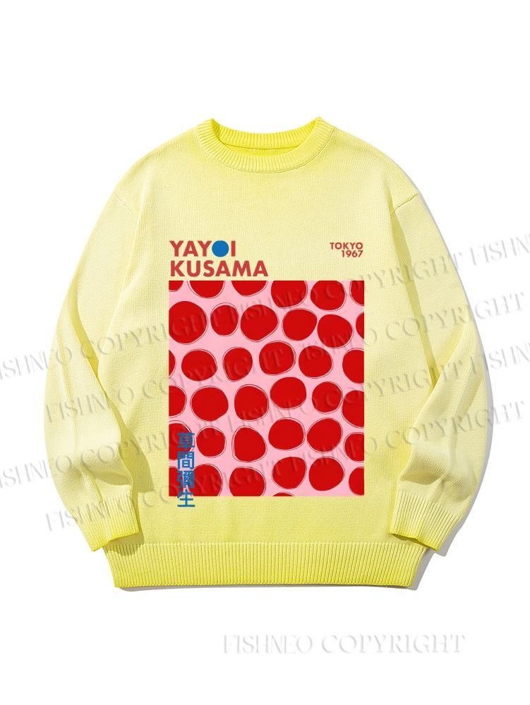 Unisex Yayoi Kusama Red Dots Gradient Casual sweater