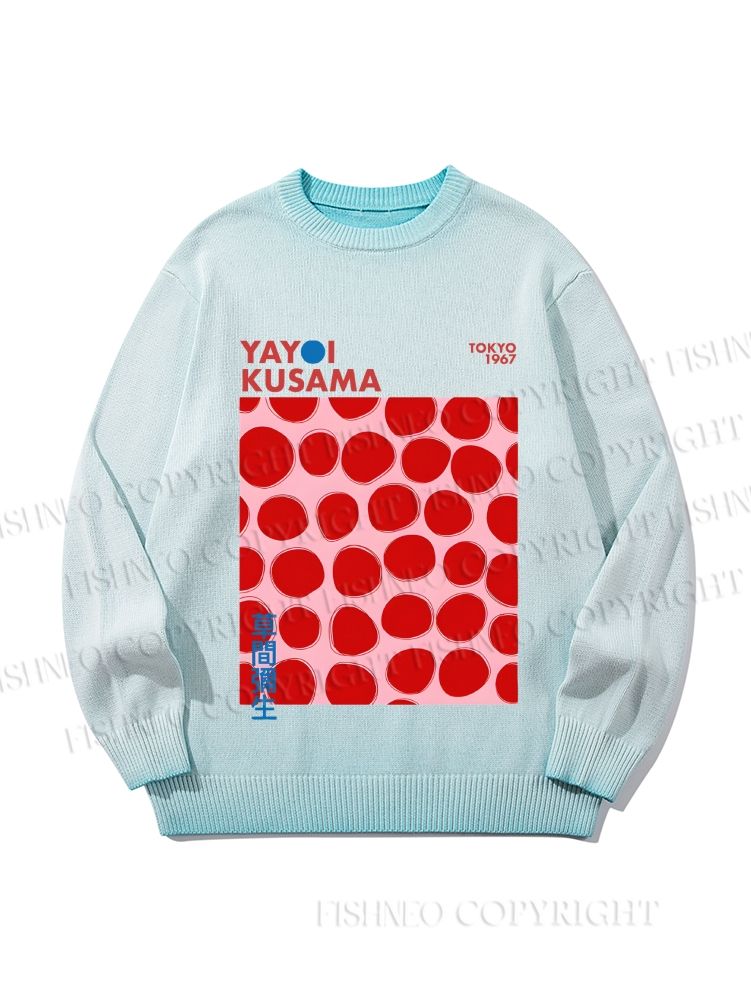 Unisex Yayoi Kusama Red Dots Gradient Casual sweater