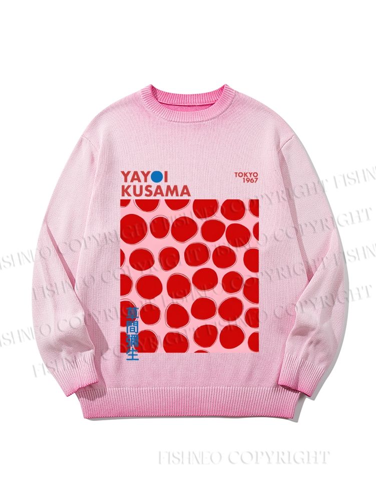 Unisex Yayoi Kusama Red Dots Gradient Casual sweater