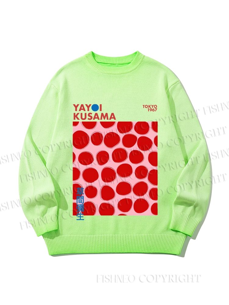 Unisex Yayoi Kusama Red Dots Gradient Casual sweater