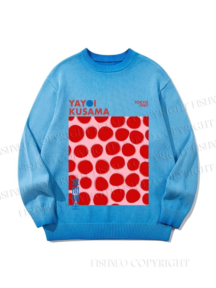 Unisex Yayoi Kusama Red Dots Gradient Casual sweater