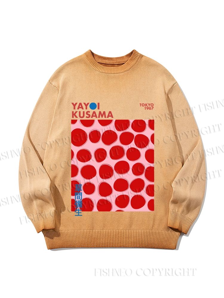Unisex Yayoi Kusama Red Dots Gradient Casual sweater
