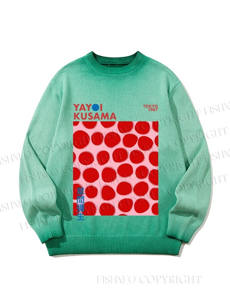 Unisex Yayoi Kusama Red Dots Gradient Casual sweater