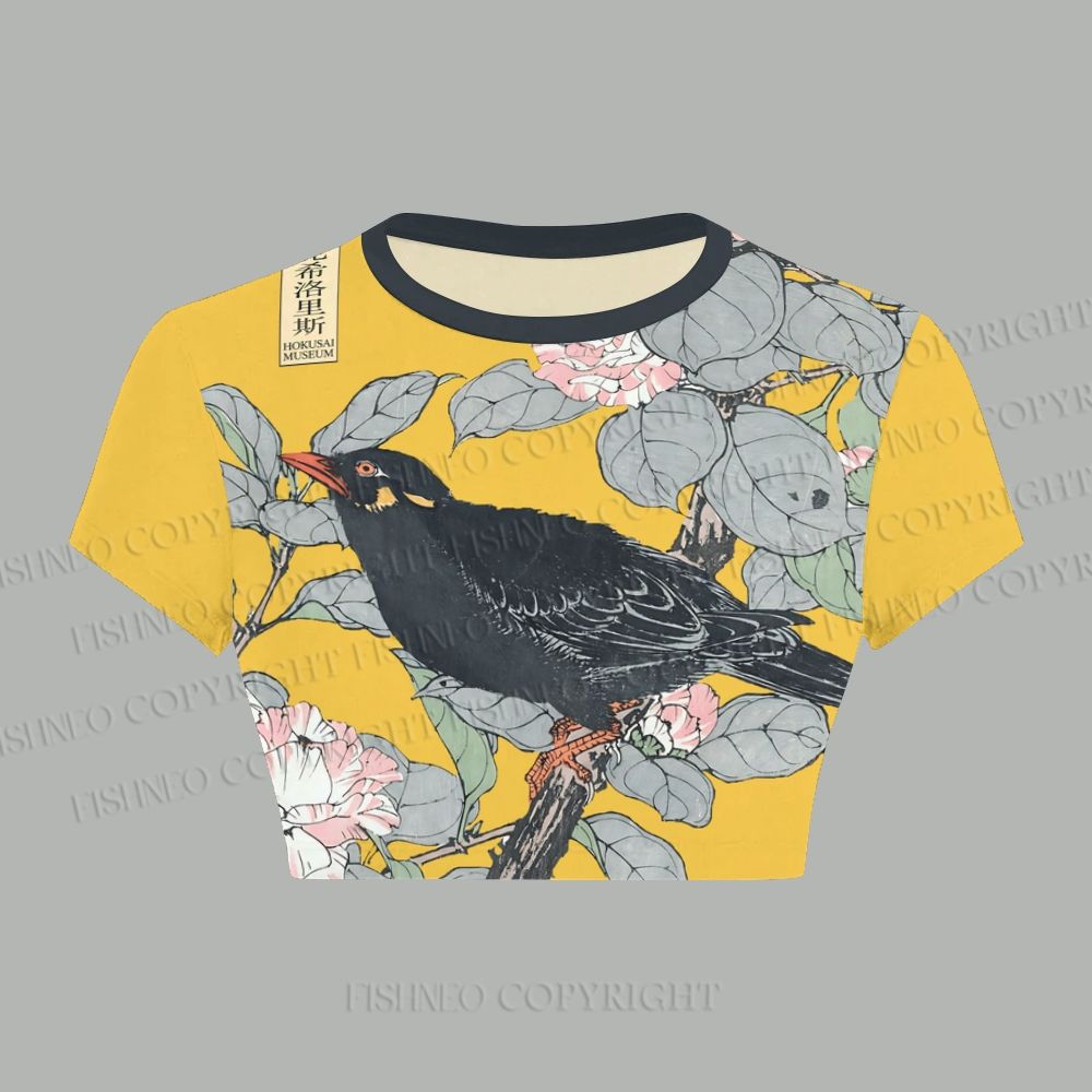 Vintage Bird in Flowers Women T-Shirt  & Elasticated Trousers Two-Piece Set