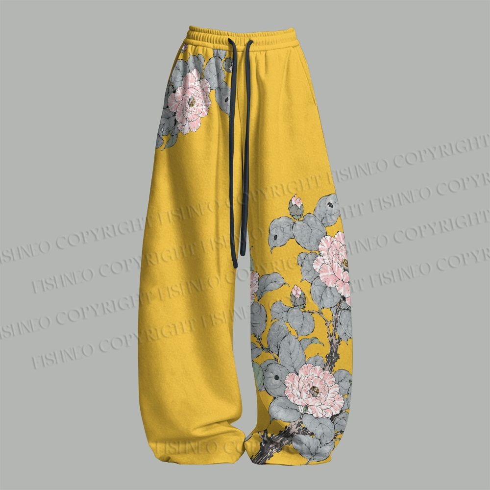 Vintage Bird in Flowers Women T-Shirt  & Elasticated Trousers Two-Piece Set