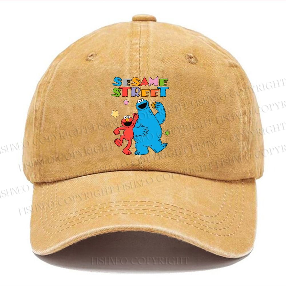 Unisex Vintage  Sesame Street Casual Washed Cap