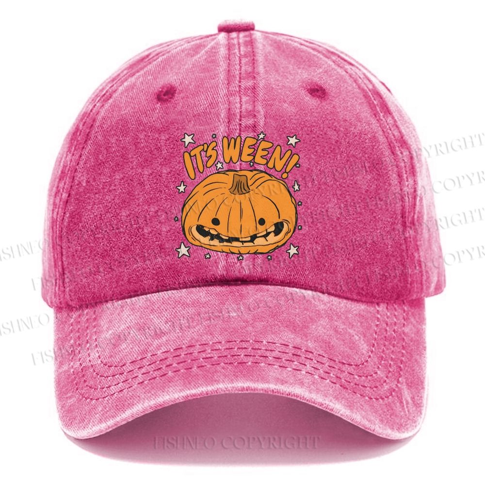 Unisex Vintage Halloween Pumpkin Its Ween Casual Washed Cap