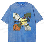 Unisex Happy Halloween Printed Washed Tee