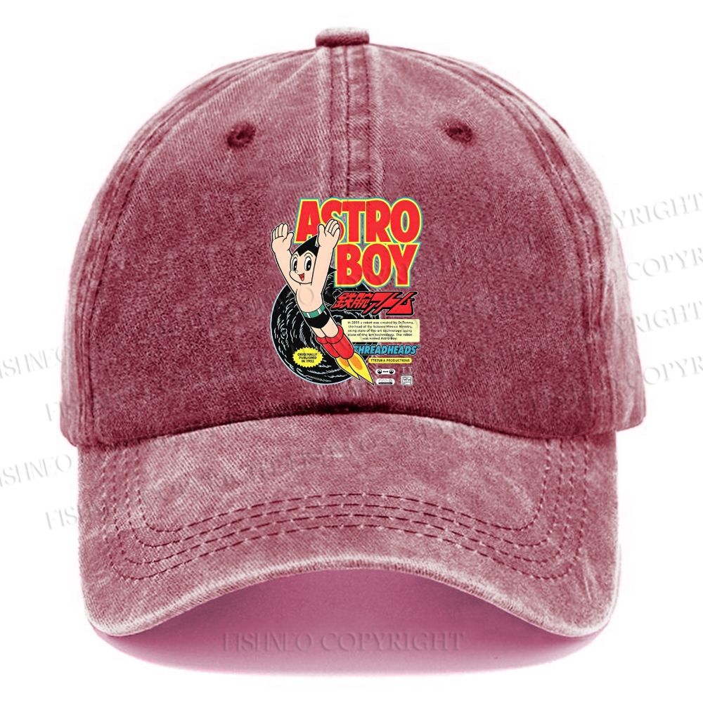 Unisex Vintage Astro Boy Casual Washed Cap