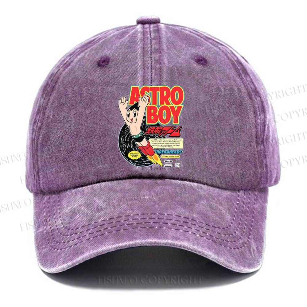 Unisex Vintage Astro Boy Casual Washed Cap