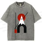 Unisex Bauhaus Halloween Ghost Printed Washed Tee