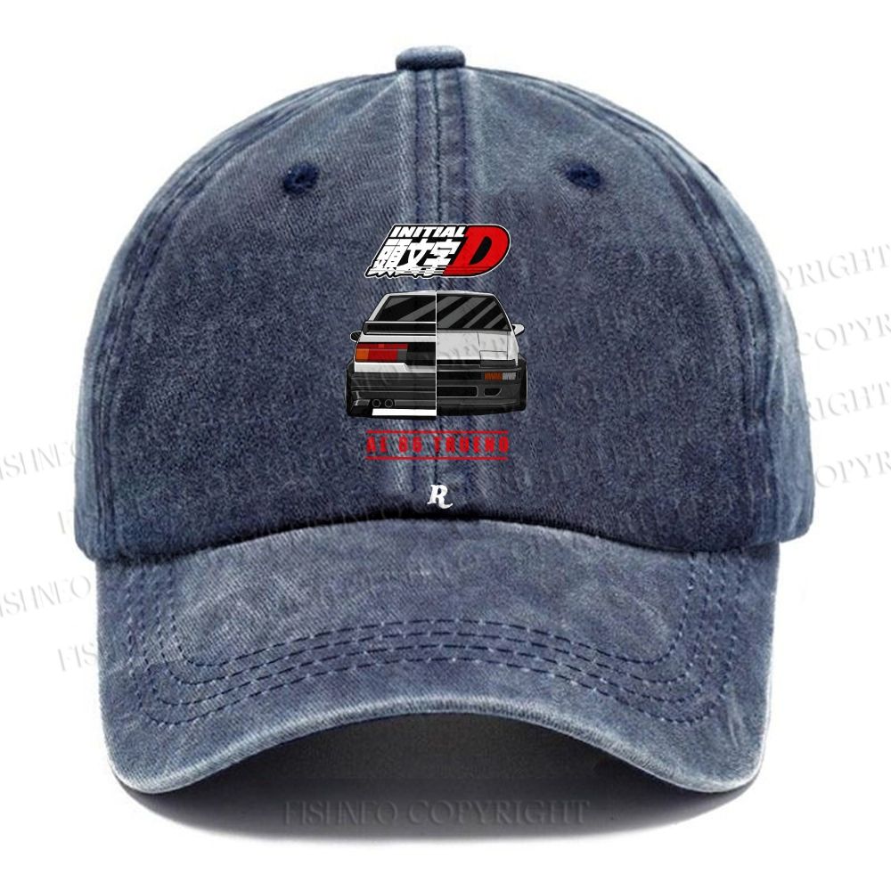 Unisex Vintage Initial D Casual Washed Cap