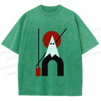 Unisex Bauhaus Halloween Ghost Printed Washed Tee