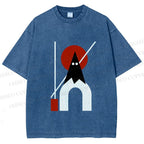 Unisex Bauhaus Halloween Ghost Printed Washed Tee