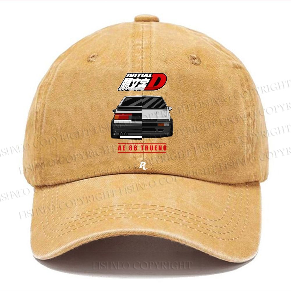 Unisex Vintage Initial D Casual Washed Cap