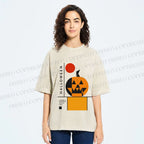 Unisex Bauhaus Halloween Pumpkin Printed Washed Tee