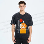 Unisex Bauhaus Halloween Pumpkin Printed Washed Tee