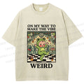 Unisex Make The Vibe Weird Frog Baby Printed Washed Tee