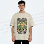 Unisex Make The Vibe Weird Frog Baby Printed Washed Tee