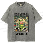 Unisex Make The Vibe Weird Frog Baby Printed Washed Tee