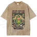 Unisex Make The Vibe Weird Frog Baby Printed Washed Tee