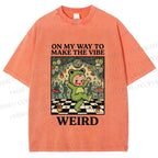 Unisex Make The Vibe Weird Frog Baby Printed Washed Tee