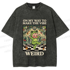 Unisex Make The Vibe Weird Frog Baby Printed Washed Tee