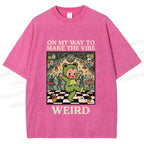 Unisex Make The Vibe Weird Frog Baby Printed Washed Tee