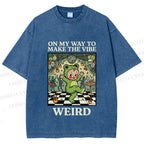 Unisex Make The Vibe Weird Frog Baby Printed Washed Tee